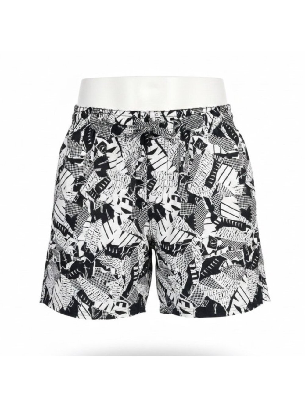 Nike Mens Black & White Abstract Print Swim Shorts Mesh Liner Drawstring  Sz XL